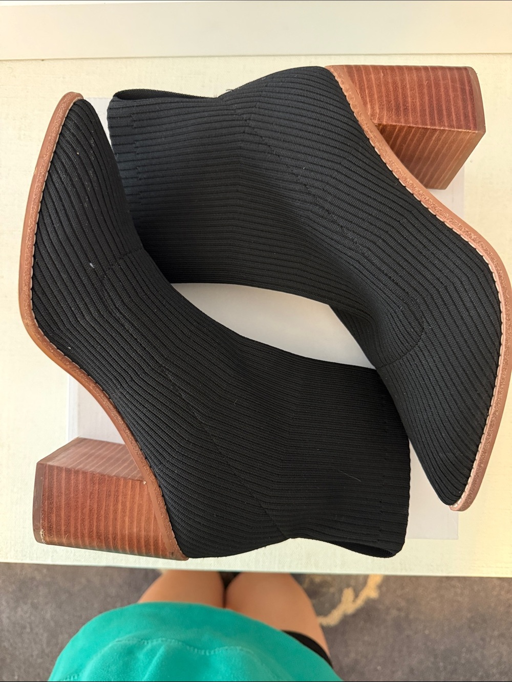 Steven by Steve Madden Nara Black Ribbed Knit Ankle Boot